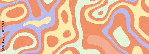 Trippy design with distorted liquid lines and groovy shapes. Vintage palette with artistic elements for digital projects and prints. Stock vector illustration in psychedelic style.