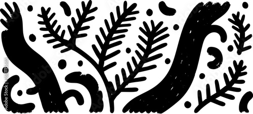 Abstract Black and White Organic Illustration