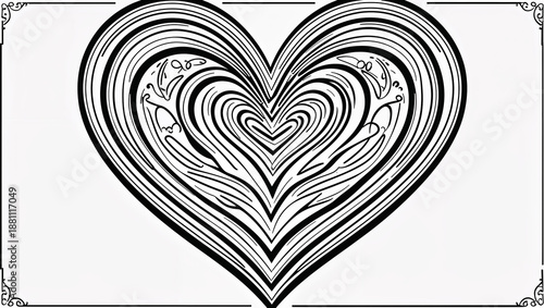 Heart Maze romantic and decorative coloring pages