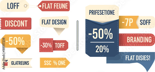 Set of vintage vector sale labels and business discount tags featuring new promotion icons and web shopping badge elements for price sticker design