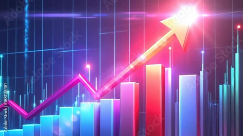 Wallpaper Mural Abstract financial chart with upward trending arrow, representing growth and positive market trends. Torontodigital.ca
