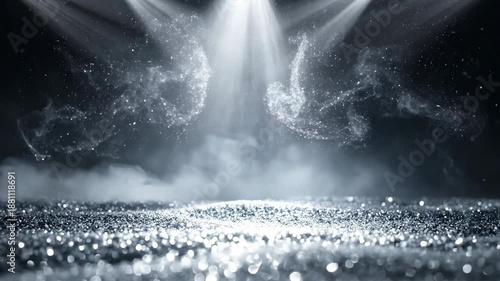 Wallpaper Mural Abstract glittery silver background with spotlights and smoke, creating a magical and festive atmosphere. Torontodigital.ca