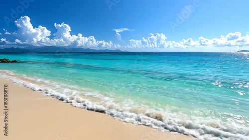 Wallpaper Mural Idyllic tropical beach with turquoise water and white sand under a clear blue sky. Torontodigital.ca