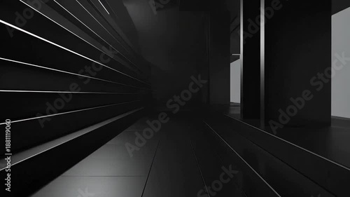 Wallpaper Mural Abstract dark architectural interior with geometric shapes and smooth reflective surfaces, creating a modern atmosphere. Torontodigital.ca