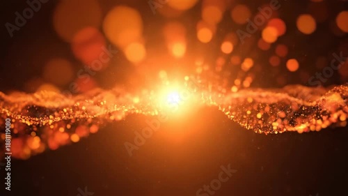 Wallpaper Mural Abstract orange particle wave flowing on a dark background, creating a dynamic and energetic visual. Torontodigital.ca