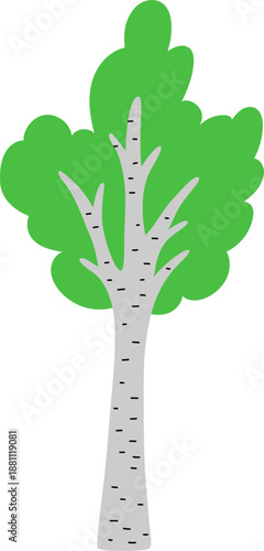 Vector green birch tree icon isolated on white background. Garden or forest plant with twigs and leaves. Flat spring, Easter village or farm illustration. Natural greenery picture