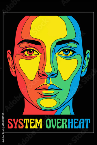 System Overheat Vector Illustration: Computer Hardware Malfunction and High Temperature Warning Concept with Error Signs