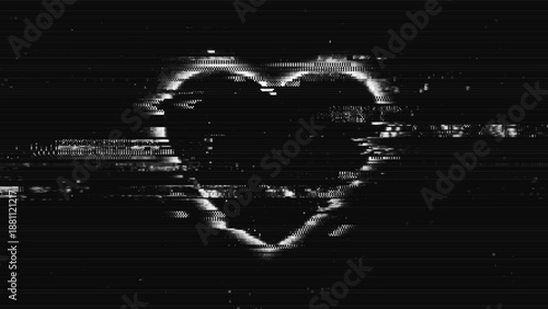 Glitch Heart Distortion. Abstract Futuristic Technology Background