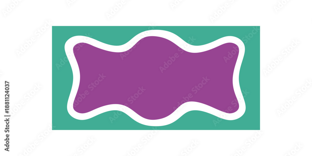 Obraz premium Groovy retro wavy rectangle frame element stands out with bold cartoon shape. Border in y2k style forms a playful graphic background. Vibrant composition suits cool visual design ideas.