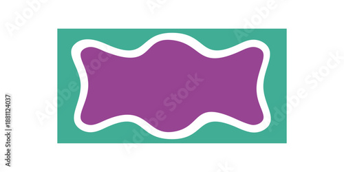 Groovy retro wavy rectangle frame element stands out with bold cartoon shape. Border in y2k style forms a playful graphic background. Vibrant composition suits cool visual design ideas.