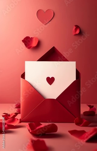 Valentine Gift Card Envelope. Luxury Romantic Gift Design. Premium Valentine Voucher