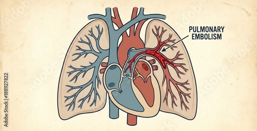 Anatomical Diagram Showing Pulmonary Embolism In Human Lungs