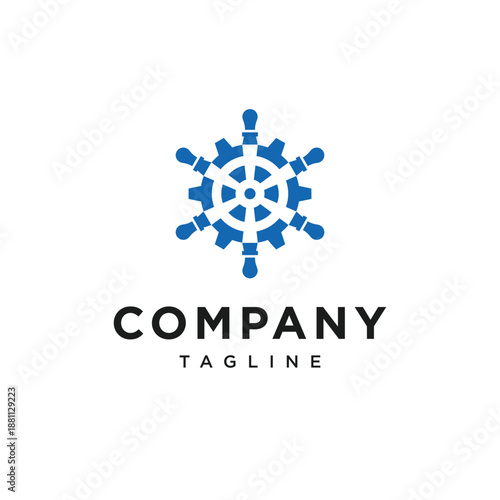 Ship Wheel Gear Simple Logo Icon Vector