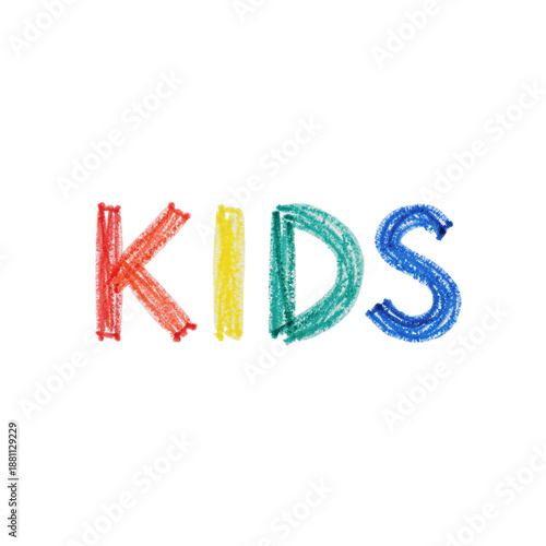 Playful Crayon Art Sign Featuring 'KIDS'