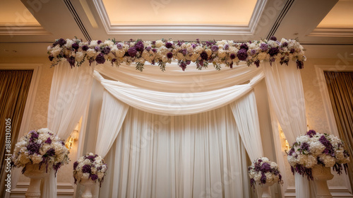 Wedding Arch Draped Fabric with Floral Garland