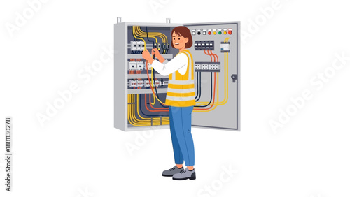 Technician working on electrical panel: safety and precision in modern maintenance