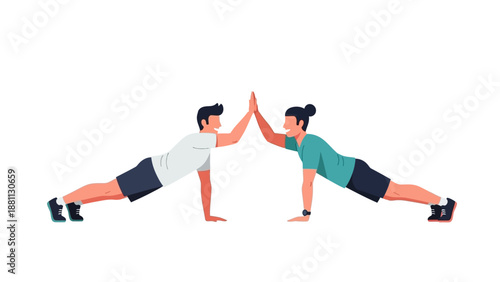 Partner workout: high-five plank exercise for fitness enthusiasts