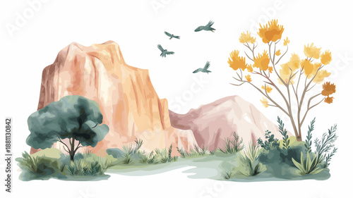Colca Canyon. Colca Canyon hand drawn watercolor illustration