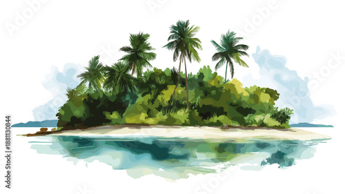 Ile Royale. Ile Royale hand drawn watercolor illustration