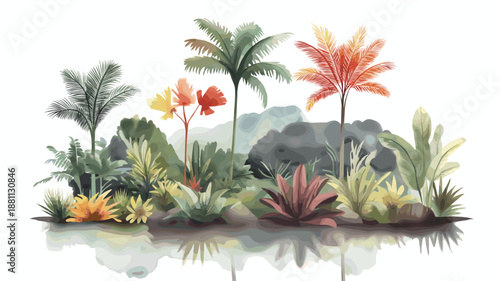 Medellin Botanical Garden. Medellin Botanical Garden hand drawn watercolor illustration