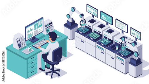 Isometric laboratory automation with robotics and data analysis