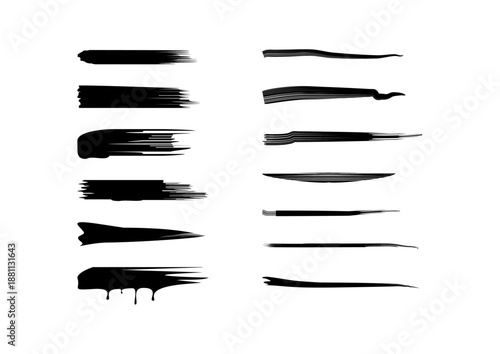 Abstract Black Brush Stroke Set Vector Illustration