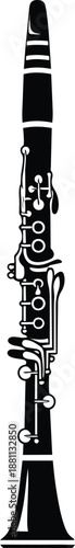Black and White Clarinet Illustration.