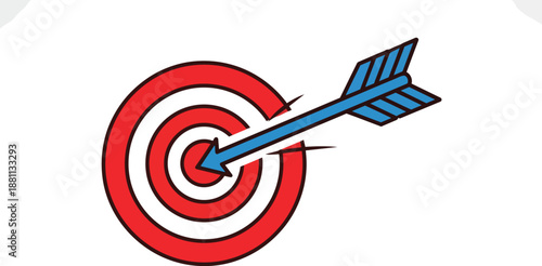 Blue Arrow Hitting Red Target Center.