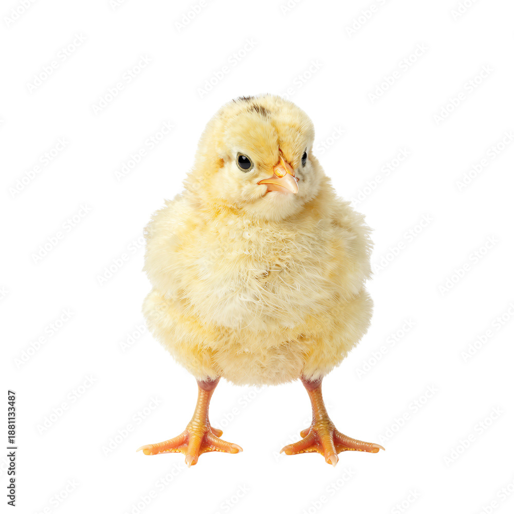 Obraz premium Adorable Bright Yellow Chick on White Background