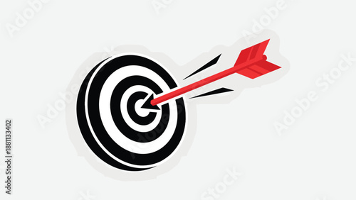 Red Arrow Hitting Black Target Center.