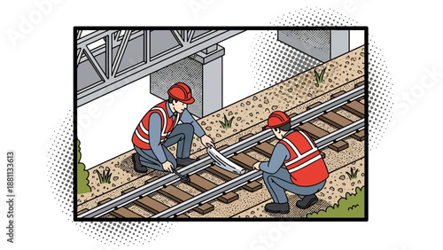 Engineers working on railway maintenance