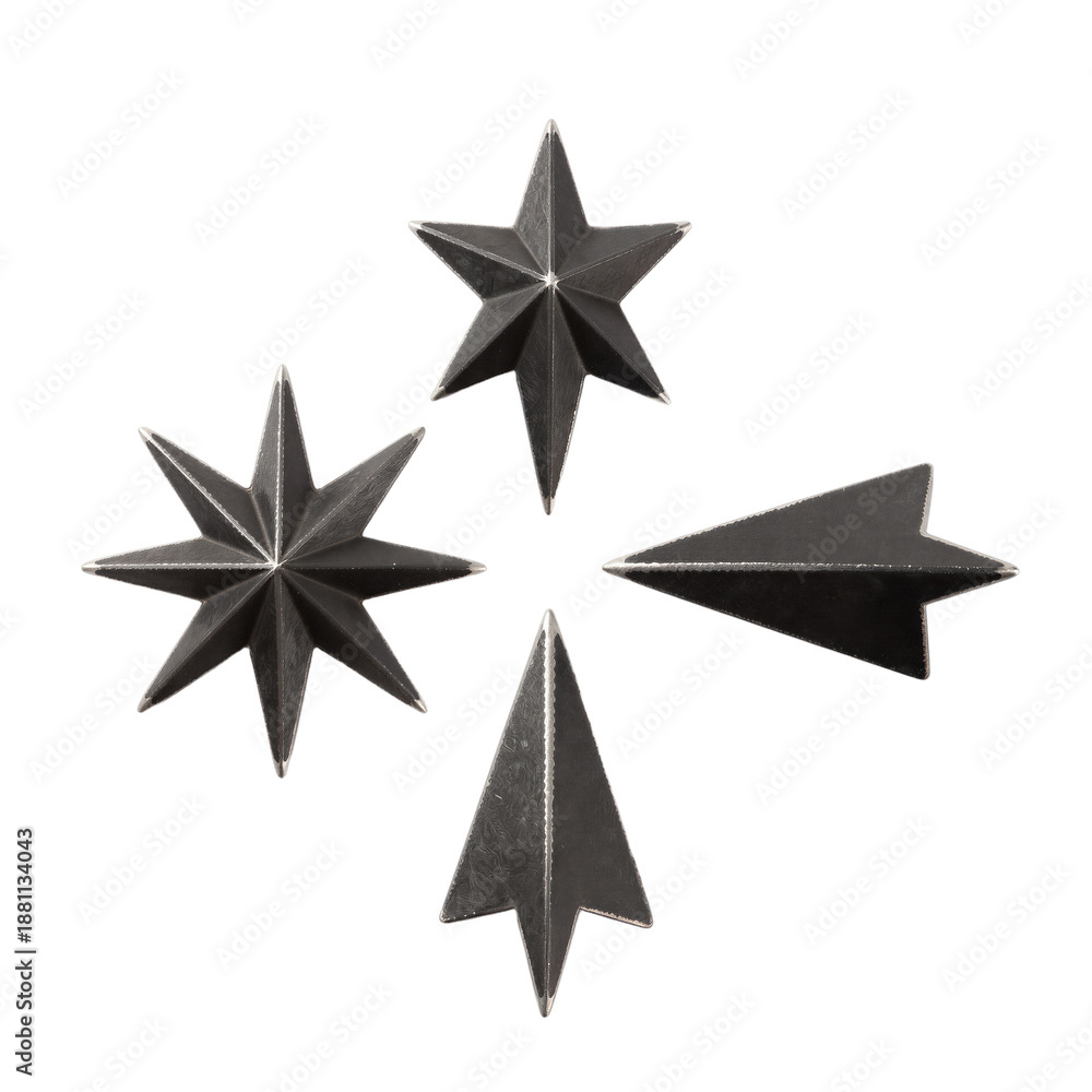 Obraz premium Triangular Arrangement of Cold-Rolled Steel Shuriken Throwing Stars