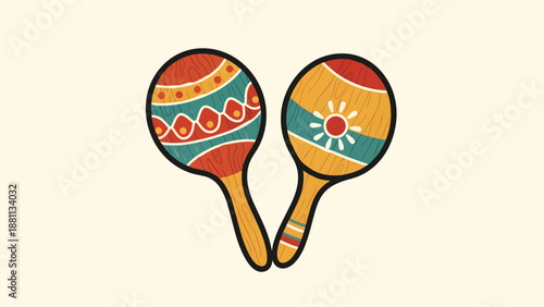 Colorful Maracas Musical Instruments Illustration.