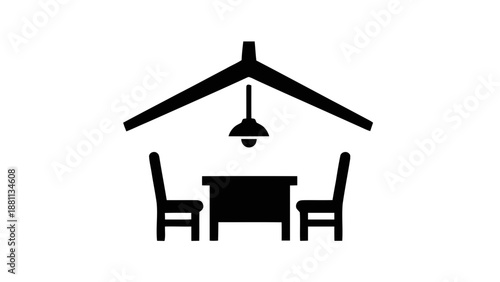 Vector illustration of a minimalist interior design symbol showcasing home comfort and dining space