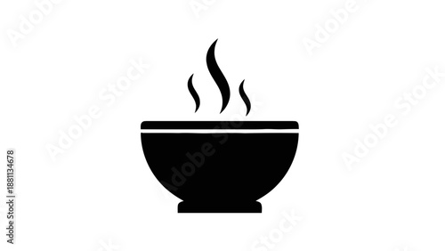 Vector illustration of a steaming bowl icon, perfect for hot food or beverage concepts on transparent background