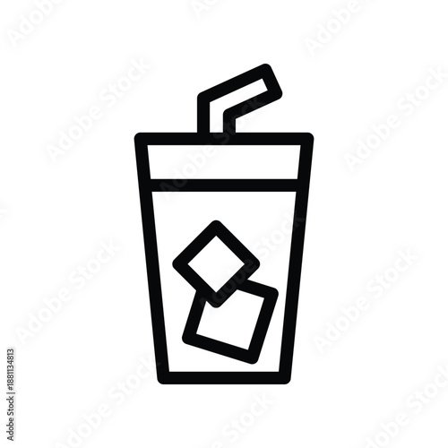 glass of iced coffee outline icon vector design good for web or mobile app