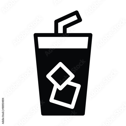 glass of iced coffee solid icon vector design good for web or mobile app