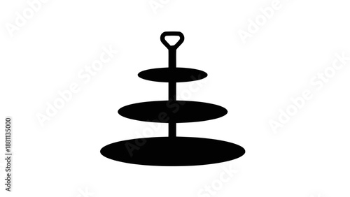 Vector illustration of an elegant three-tiered serving stand, perfect for desserts, on transparent background
