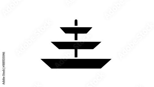 Vector illustration of a simple black silhouette tiered serving stand on transparent background for design