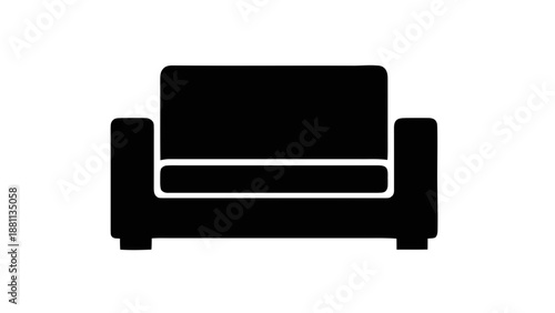 Vector illustration of a modern comfortable sofa or couch silhouette, on transparent background