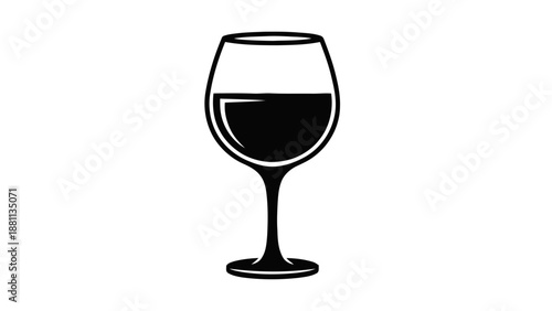 Vector illustration of a classic wine glass filled with red beverage, on transparent background