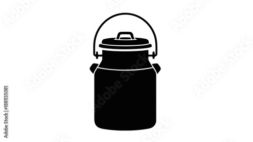 Vector illustration of a classic metal milk can or churn, farming dairy product container, on transparent background
