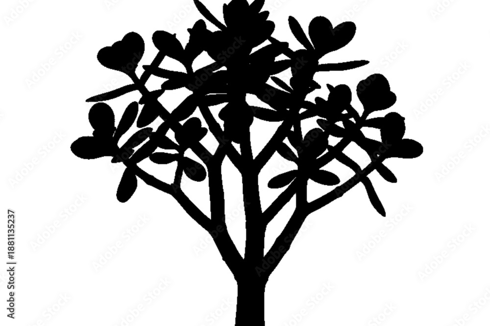 Obraz premium Silhouette Tree against Light: An artistic, high-contrast silhouette of a tree, showcasing its intricate branch structure and leafy foliage, is a tribute to the beauty of natural form.