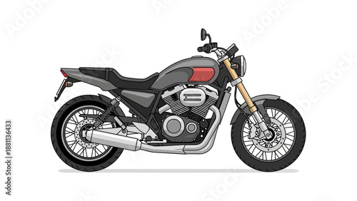 Detailed motorcycle design with vintage aesthetic in flat style