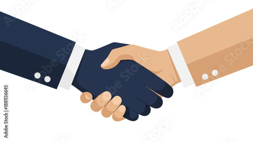 Business handshake symbolizing partnership and cooperation in flat design