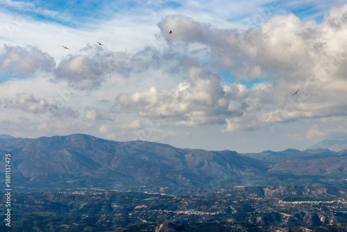 View from above - the beautifull countryside of Crete. Rural landscape, olive groves and country dirt-roads.