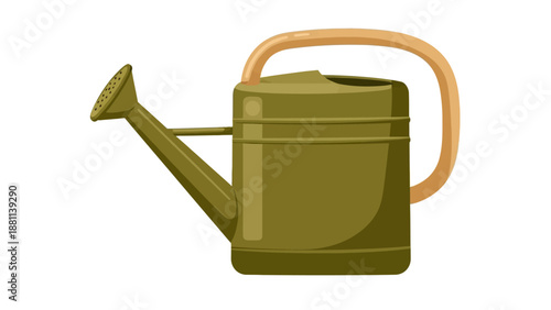 Modern gardening equipment: olive green watering can for efficient plant care