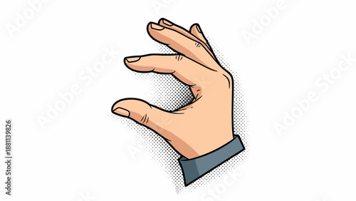 Cartoon hand gesture in pop art style with halftone dots
