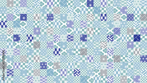 冬の季節の彩り和柄背景イラスト
