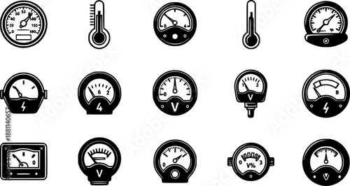 Measuring gauge vector cartoon, meter scale icon
